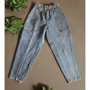SHADES Vtg JEANS HIGH WAIST Large Side Pockets Baggy Hippie 80s Size see Pics